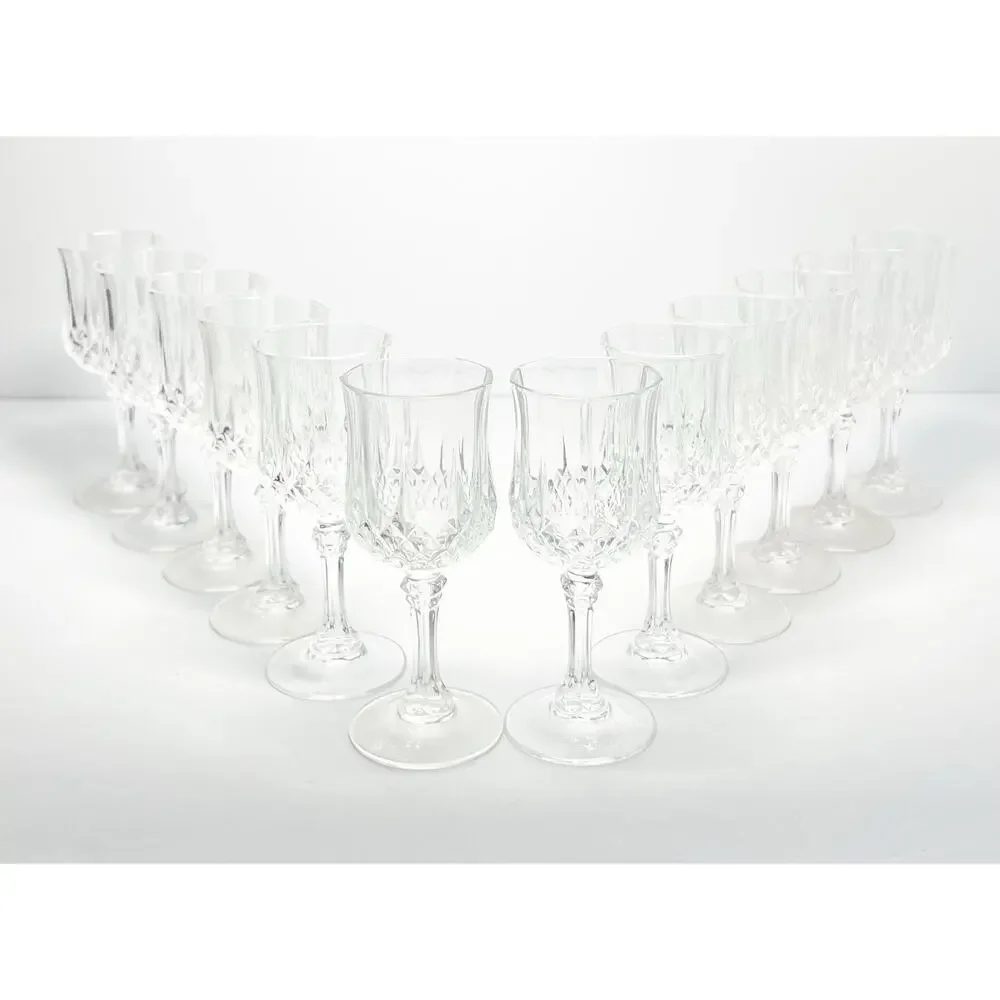 Cristal d’Arques “Longchamp” 12 Crystal Cordial Liqueur Wine Glasses 4 5/8” 2oz
